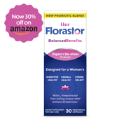 Her Florastor® Balanced Benefits Digest + De-stress Probiotic Supplement