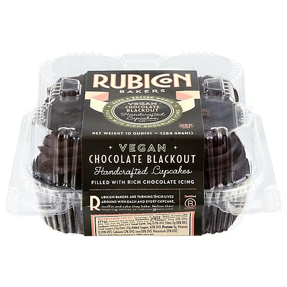 Rubicon Bakers Vegan Blackout Cupcake 4 Pack - Each
