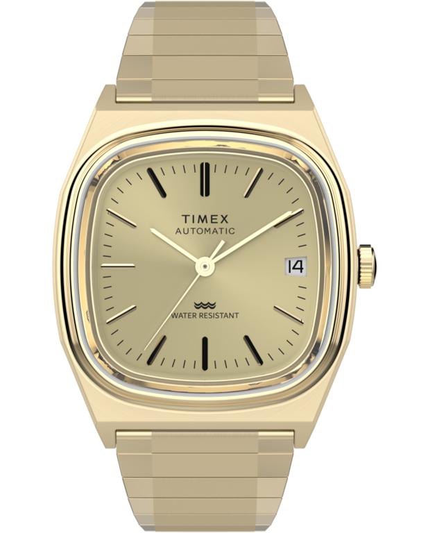 Timex® Automatic 1983 E Line Reissue 34mm Gold-Tone Expansion Band Watch