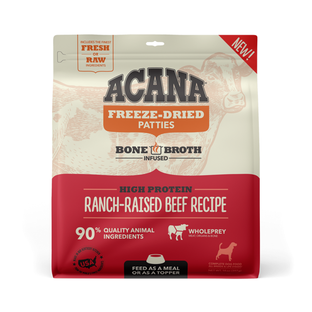Acana Freeze-Dried Food Ranch-Raised Beef Recipe Patties for Dogs