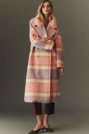 Maeve Wool-Blend Plaid Long Coat