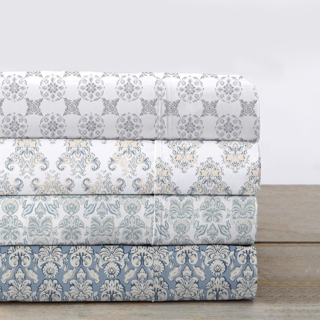 100% cotton percale floral printed cool & crisp sheet set