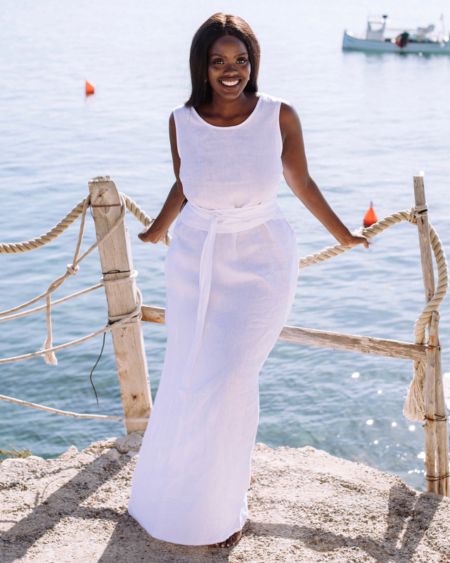 Long linen dress BORACAY in White