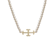 Iced Cross Pearl Choker