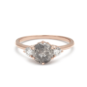 Hazeline Three Stone Ring - 14k Gold & Grey Diamond (1.00ct)
