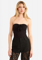 Livvy Strapless Rib Knit Bodysuit Black