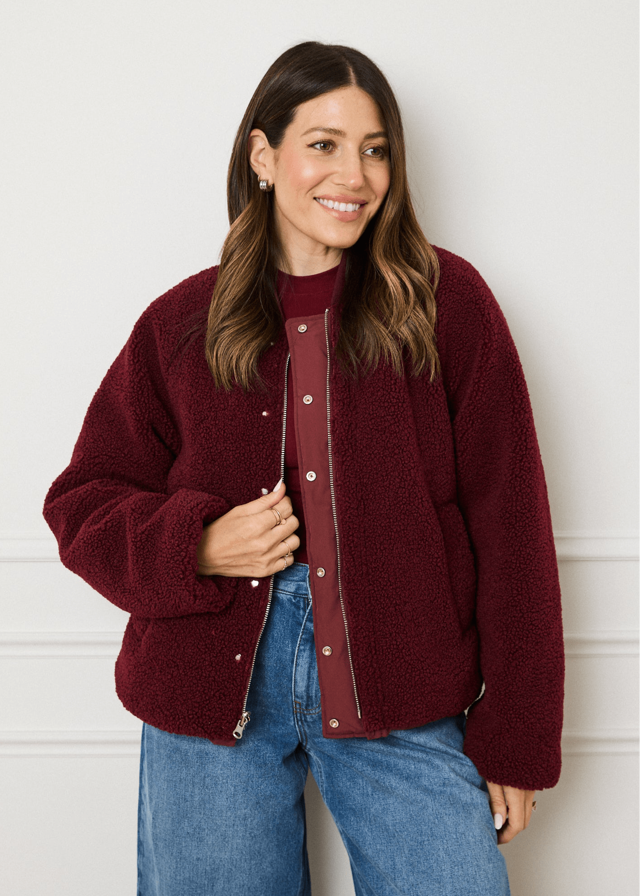 REVERSIBLE BOMBER JACKET - CHERRY