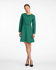 Long-Sleeve Sadie Shift Dress in Evergreen