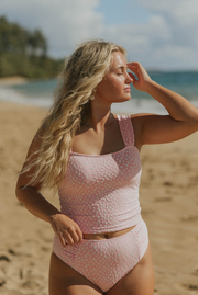 Peony Top | Textured Pink Floral Tankini Top