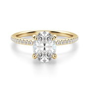 Hidden Halo Accented Oval Cut 0.50 ct Center Engagement Ring Moissanite