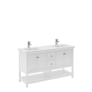 Fresca  FCB2360WH-D Manchester 60" White Traditional Double Sink Bathroom Vanity