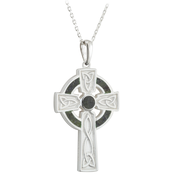 Sterling Silver and Connemara Marble Cross Pendant and Necklace
