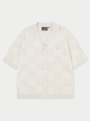 KNITTED CHECKERBOARD SHIRT - GREY