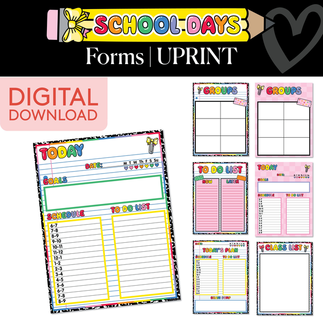 Printable Bright Rainbow Editable Teacher Forms | School Days