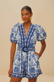 Off-White Shell Garden Organic Cotton Romper