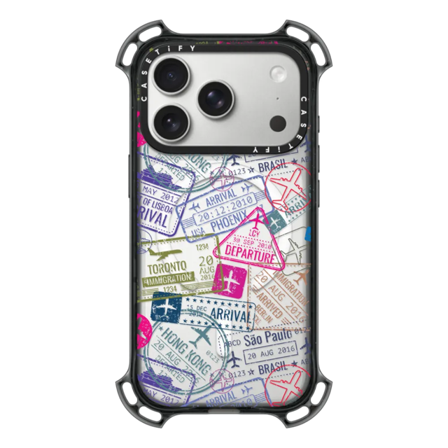 Bounce iPhone 17 Pro Case MagSafe Compatible - Travel Stamps