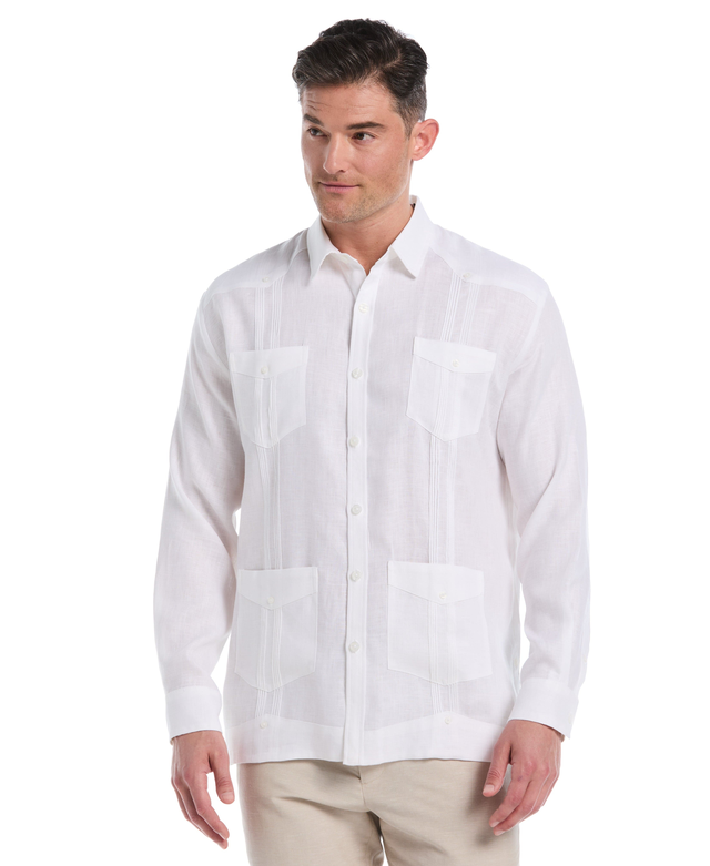 100% Linen Classic Guayabera Shirt - Long Sleeve