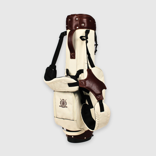 Cream Canvas / Leather Golf Bag - Stand