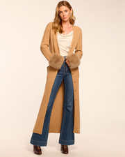 Louise Wool Blend Faux Fur Trim Duster Sweater
