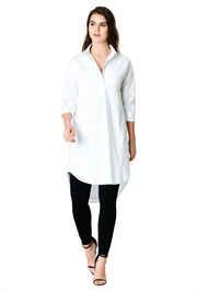 High-low hem poplin long tunic