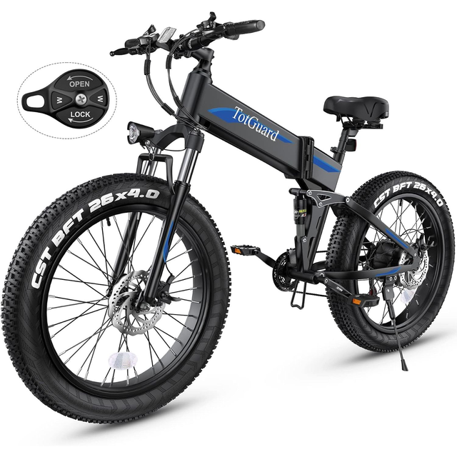 ANCHEER Totguard Electric Bike, 26''x4.0 Electric Bike for Adults 500W Ebike 21.6Mph Folding Fat Tire Electric Bike with 48V 480Wh Removable Battery, Dual Shock Absorber, Shimano 21-Speed, LCD Display-AN5857