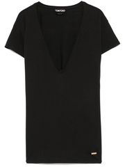 TOM FORD WOMEN Logo Silk T-Shirt Black