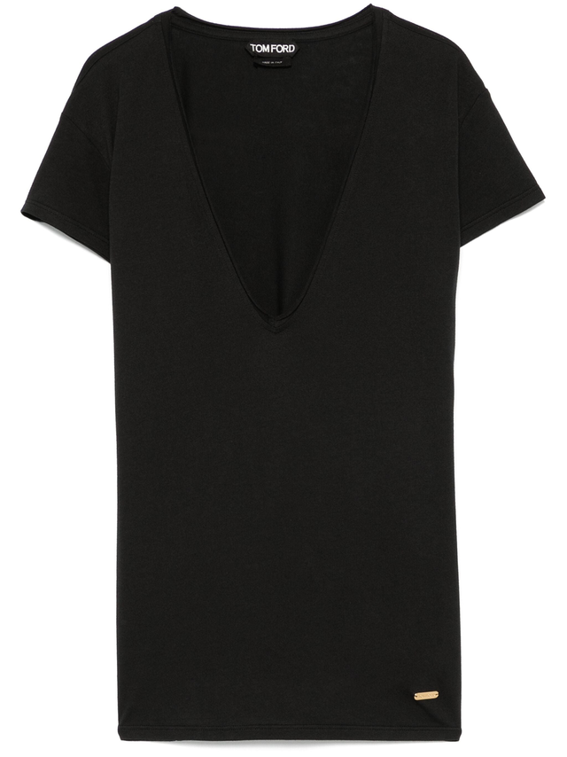 TOM FORD WOMEN Logo Silk T-Shirt Black