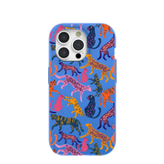 Electric Blue Jungle Cat iPhone 15 Pro Case