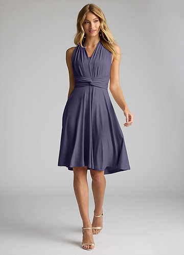 Azazie Infinity Jersey Knee Length Wrap A-Line Dress