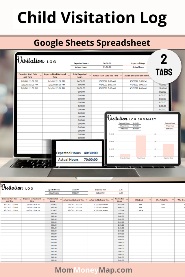 Child Custody Visitation Log Google Sheets Spreadsheet