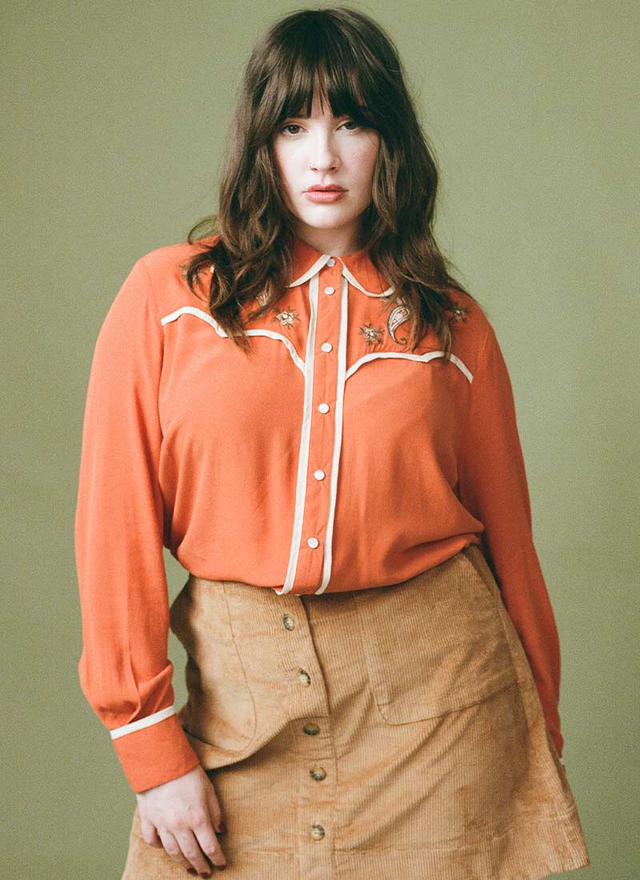 Glenn Paisley Embroidered Western Shirt - Orange