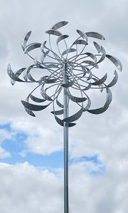 WindSculpt GIANT Kinetic Wind Spinner Silver Over 12 Tall