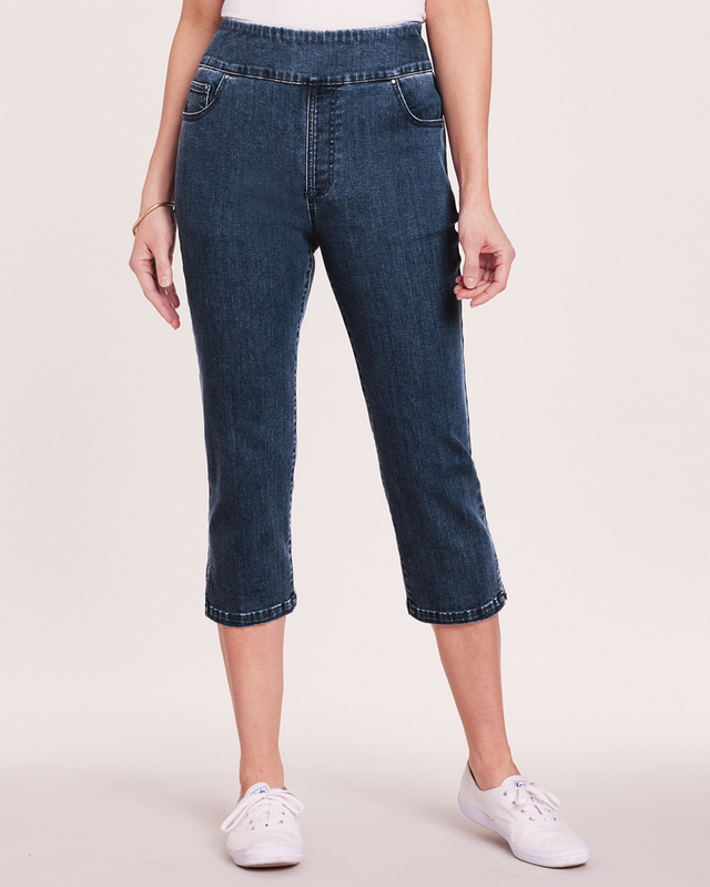 DenimEase Flat-Waist Capris