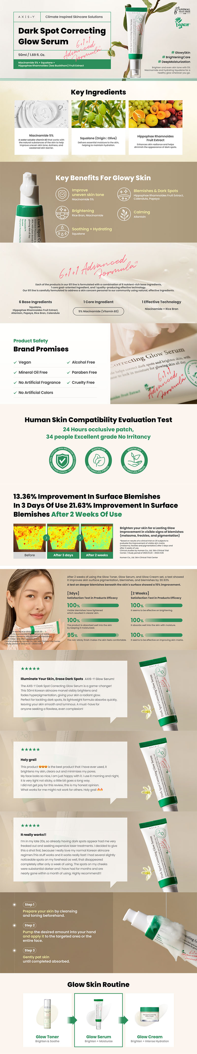 [3 BUNDLE] AXIS-Y Dark Spot Correcting Glow Serum 50ml