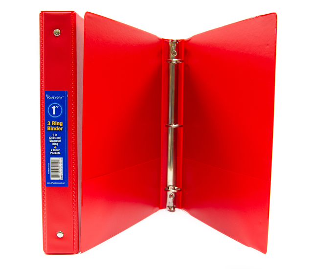 1" Binder - Red, 2 Pockets, 3-Rings