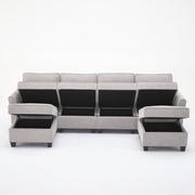 Mia Chenille Multi-Configuration Sectional Sofa with Storage and Adjustable Armrest/Backrest