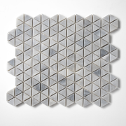 Bardiglio Light Honed Small Triad Marble Mosaic 10 3/16x11 13/16