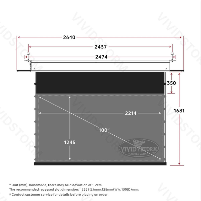 VIVIDSTORM PHANTOM Recessed In-Ceiling Motorized Tension UST ALR Projector screen