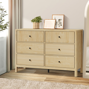 Oikiture 6 Chest of Drawers Dresser Tallboy Storage Cabinet Bedroom Natural