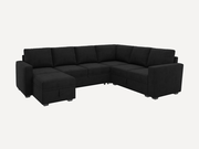 HONBAY 7-Piece Velvet Modular Sleeper Sectional Sofa With Storage Space