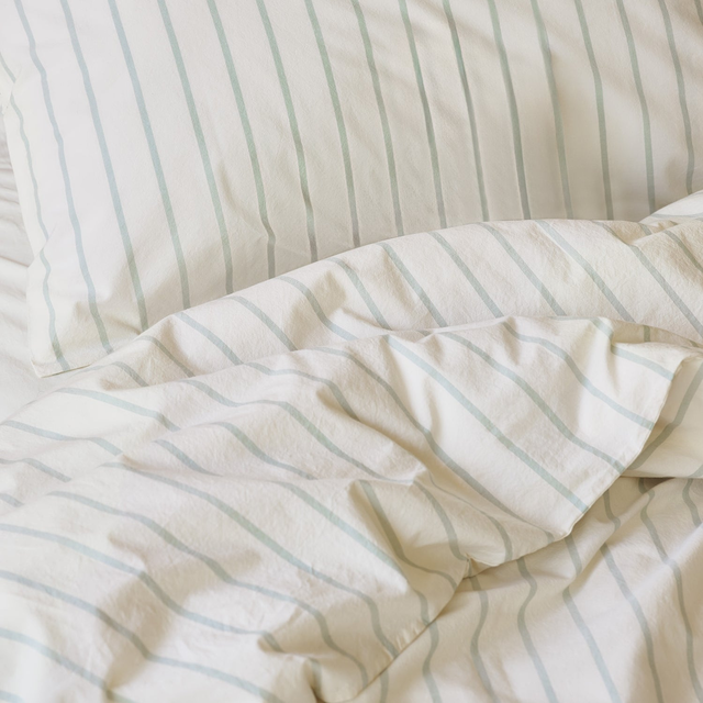 Mellow Green Slumber Stripe Kids Cotton Bedding Set