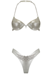 Gamma Tau Silver Latex Lingerie Set