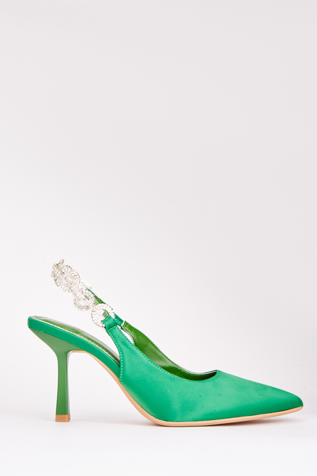 Encrusted Slingback Court Heels