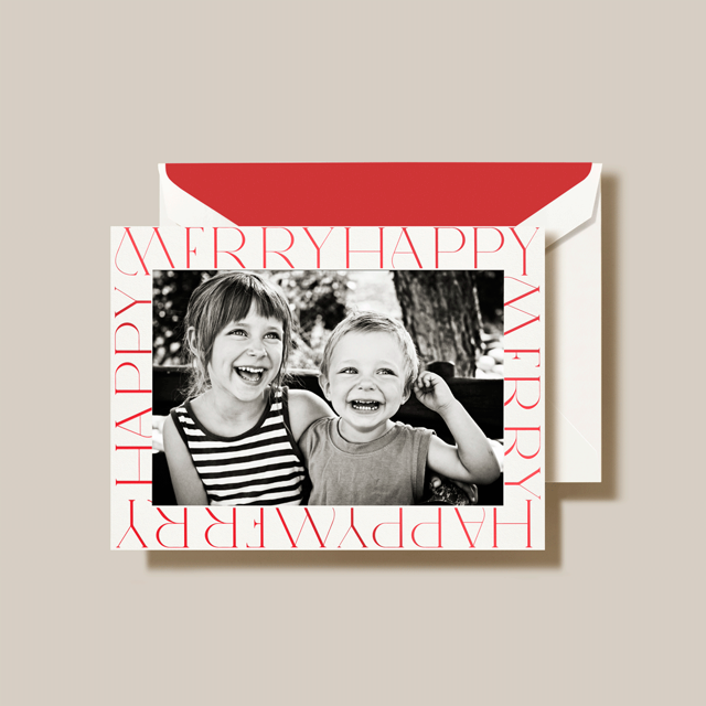 Merry Happy Photo Mount Holiday Greeting Card