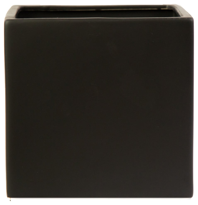 Urban Trends Collection 10951 Ceramic Square Pot, Matte Black - Small