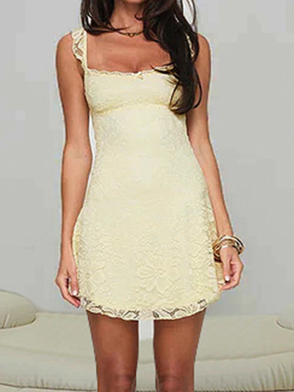 Vacation Style Lace Camisole Mini Dresses