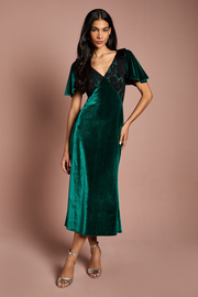 Velvet Lace Mix Midi Dress