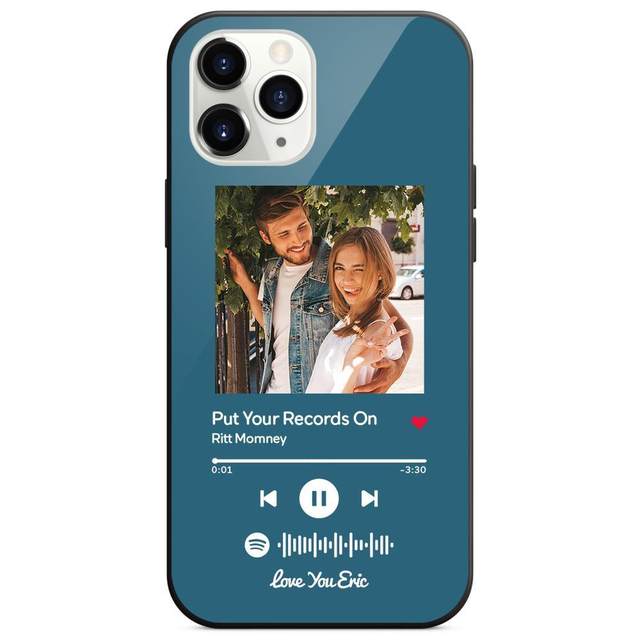 Custom Spotify Code Music iphone Case With Text - Blue