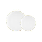 Clear with Gold Rim Round Lotus Plastic Dinnerware Value Set