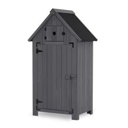 Gartenschrank wetterfest Divit IG10 Geräteschuppen Holz 65 x 46 x 137 cm grau